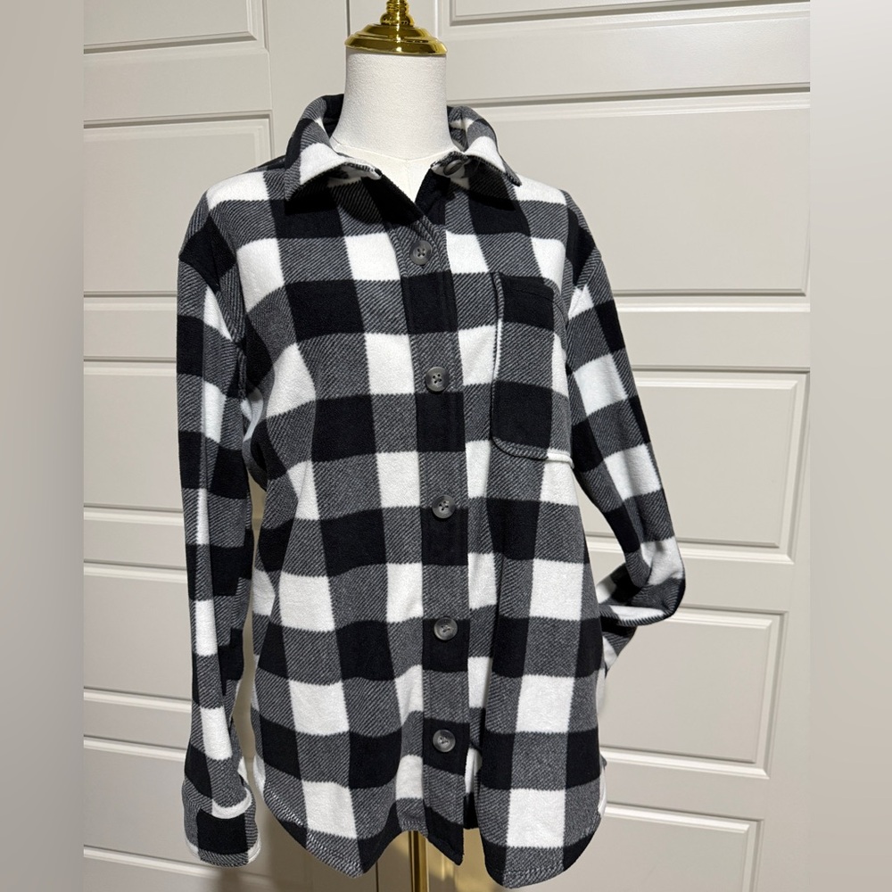 Eddie Bauer Black and White Plaid Shirt